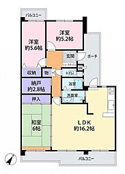 府公社北助松第1次団地1号棟 3SLDKの間取図画像
