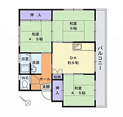 阪本アパート1棟 3DKの間取図画像