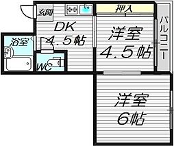 ベストレジデンス今里駅前 2DKの間取図画像