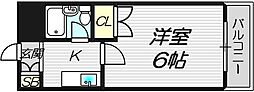 ベストレジデンス瓢箪山1・2 1Kの間取図画像