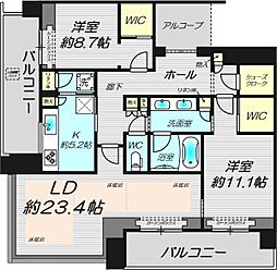 グラングリーン大阪 THE NORTH RESIDENCE 2LDKの間取図画像