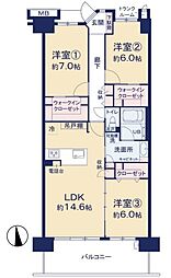 ラヴィラ府中多摩川 3LDKの間取図画像