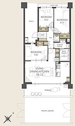 ザ・バーデン昭島ペイ・サージュ 3LDKの間取図画像