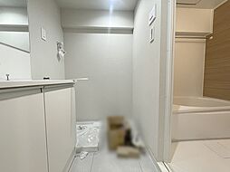 使いやすいタイプの洗面化粧台のあるランドリースペース