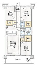 プレシス多摩永山レヴィエ 3LDKの間取図画像