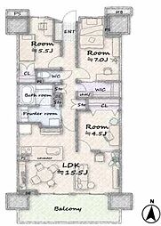 ミッドプレイス八王子 3LDKの間取図画像
