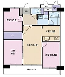 クラウンハイム住吉 3LDKの間取図画像