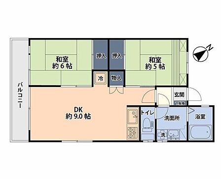 【ご夫婦での暮らしにピッタリな2DK】7階につき眺望・通風良好!9帖のDKを中心に2つの和室を備えた、落ち着きのある暮らしを叶える間取り。