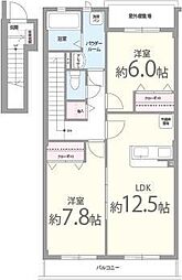 ポルタ　ヴェルデ 2階2LDKの間取り