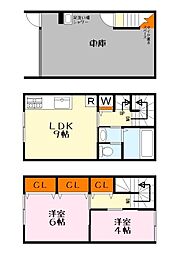 サンビオーズ 1階2LDKの間取り