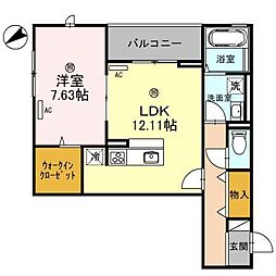 プティペル 3階1LDKの間取り