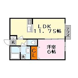 ルーエプラッツ 1LDKの間取図画像