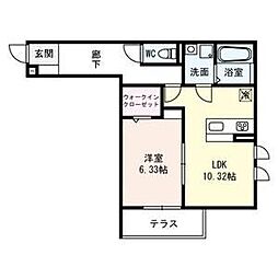 カーサセレーノ 1LDKの間取図画像