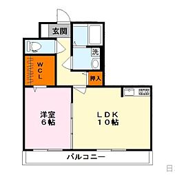グレースコーポ3 1LDKの間取図画像