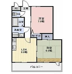 メゾンヴェルネージュ 2DKの間取図画像