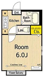 MY KAZE／マイカゼ 2階1Kの間取り