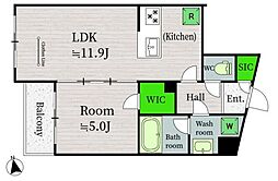 Alivis新江古田／アリヴィスシンエコダ 2階1LDKの間取り