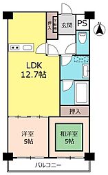 ワコー川越マンション 2LDKの間取図画像