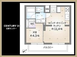 パークハイツ用賀 1LDKの間取図画像