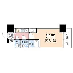 エスリード京橋グランテラス 12階1Kの間取り