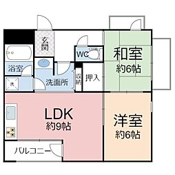 トータス西天満 2LDKの間取図画像
