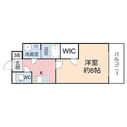 エスリード大阪城 1Kの間取図画像