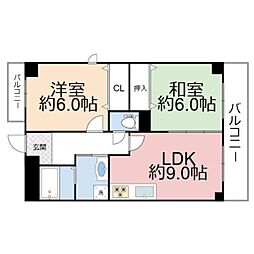グレーシァス片町 2LDKの間取図画像