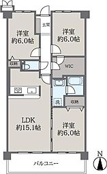 レックスコート都島 3LDKの間取図画像
