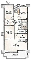 グラン・コート亀島 2SLDKの間取図画像