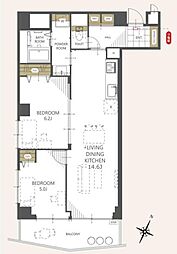 DIKマンション大船 2LDKの間取図画像