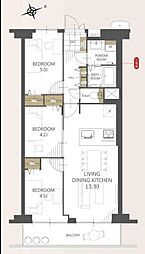 横浜大口ハウス 3LDKの間取図画像