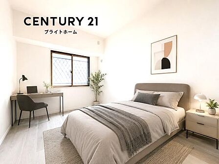 窓からの光が嬉しい洋室です。収納もあり、荷物が多い方にも安心です♪※家具等はCGでの参考レイアウトです。
