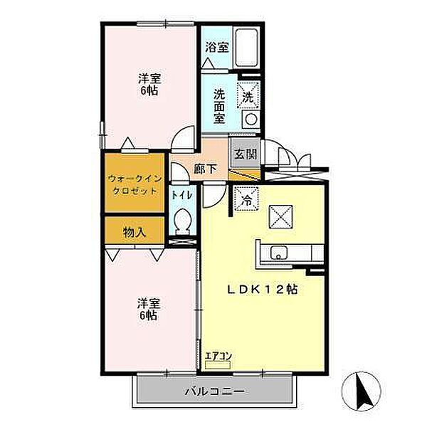 サニーフラットＢ棟 ｜千葉県松戸市串崎新田(賃貸アパート2LDK・1階・56.00㎡)の写真 その2