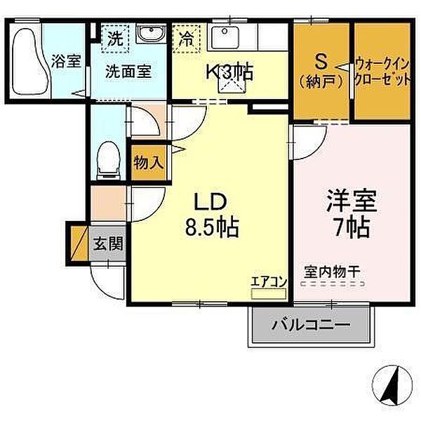 吉野ハイツ3 ｜千葉県松戸市千駄堀(賃貸アパート1SLDK・1階・52.26㎡)の写真 その2