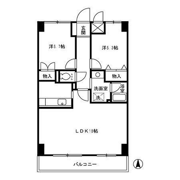 グランディス新八柱 ｜千葉県松戸市日暮５丁目(賃貸マンション2LDK・9階・65.14㎡)の写真 その2