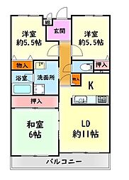 鶴山台アーバンコンフォート 3LDKの間取図画像