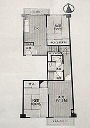 天保山第五コーポ1号棟 2DKの間取図画像