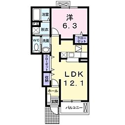 ソル・レヴェンテ　ドゥーエ 1階1LDKの間取り