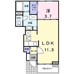 Ｓ．Ｃ．Ｃ．ＨーＫ 1階1LDKの間取り