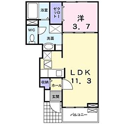 Ｓ．Ｃ．Ｃ．ＨーＫ 1階1LDKの間取り