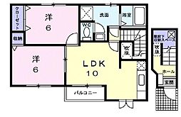 ラ・ミティエ 2階2LDKの間取り