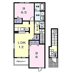 ソル・レヴェンテ　ドゥーエ 2階2LDKの間取り