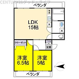 bliss2 2LDKの間取図画像
