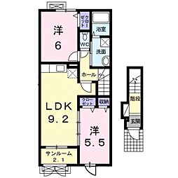 ラポール 2LDKの間取図画像