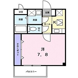 メゾンプラティーク 1Kの間取図画像