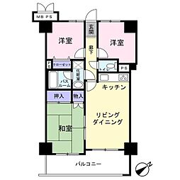 ライオンズマンション柚木やまねビル 3LDKの間取図画像