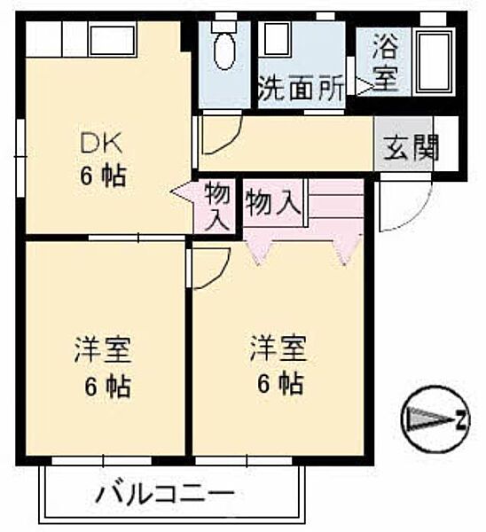 ファミーユ中野B棟 105｜鳥取県境港市(賃貸アパート2DK・1階・43.01㎡)の写真 その2