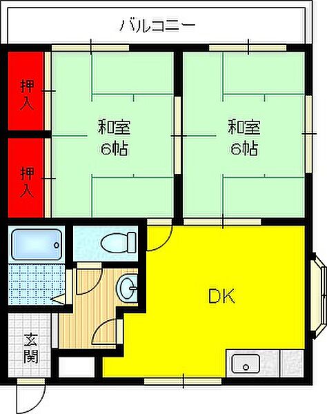 リバーサイド岡村 ｜大阪府大東市新田本町(賃貸マンション2DK・2階・40.00㎡)の写真 その2