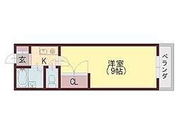 アベニュー西長居 5階1Kの間取り