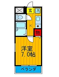 カルフール東洋 1Kの間取図画像
